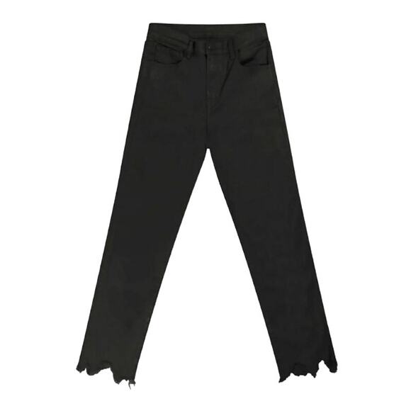 J‎ Brand Ruby High-Rise Crop Cigarette Pants Size 26 Black Frayed Hem - Picture 1 of 10